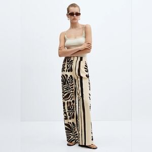 Mango Printed cotton pants Small